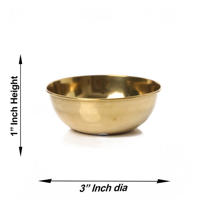 Brass Bowl - 1 x 3 Inches | Small Bowl/ Brass Cup/ Small Cup/ Pooja Bowl for Home