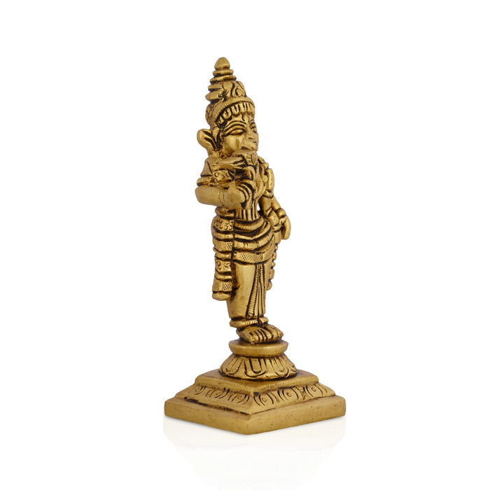 Meenakshi Standing On Base Murti - 4.75 x 1.25 Inches | Antique Brass Idol/ Meenatchi Amman Statue