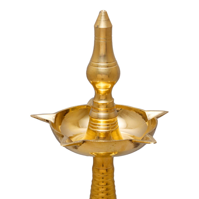 5 Face Kerala Vilakku - 11 x 4 Inches | Brass Lamp/ Kerala Lamp/ Kerala Kuthu Vilakku for Pooja