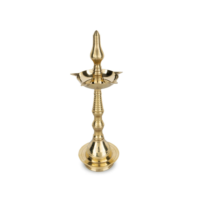 Kerala Vilakku - 13 x 4.75 Inches | Brass Lamp/ Kerala Deepam/ 5 Face Kerala Kuthu Vilakku for Pooja