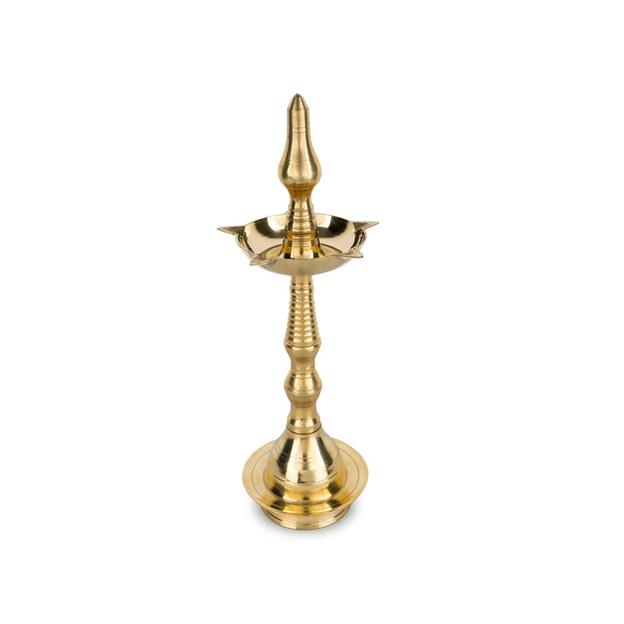 Kerala Vilakku - 13 x 4.75 Inches | Brass Lamp/ Kerala Deepam/ 5 Face Kerala Kuthu Vilakku for Pooja