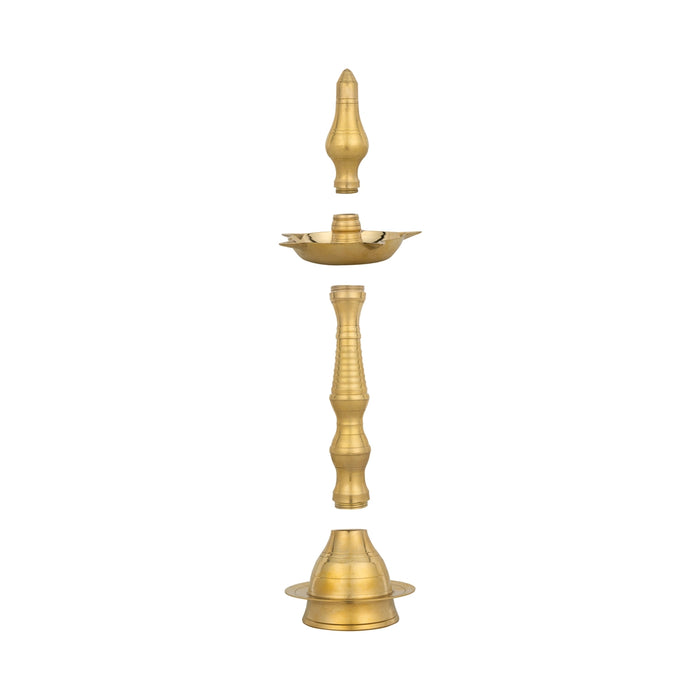 Kerala Vilakku - 13 x 4.75 Inches | Brass Lamp/ Kerala Deepam/ 5 Face Kerala Kuthu Vilakku for Pooja