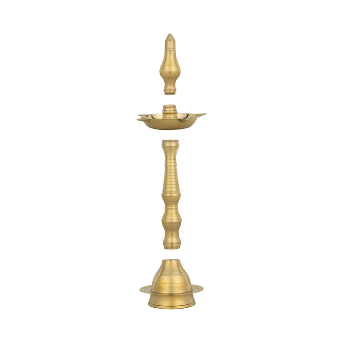 Kerala Vilakku - 13 x 4.75 Inches | Brass Lamp/ Kerala Deepam/ 5 Face Kerala Kuthu Vilakku for Pooja