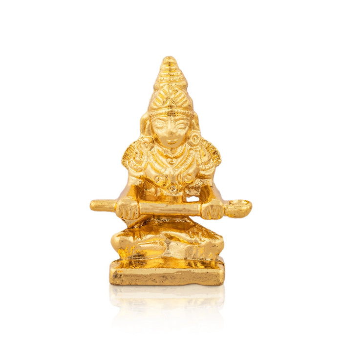Annapurna Devi With Gold Polish Plate - 2 x 2.5 Inches | Metal Annapoorani Statue for Pooja