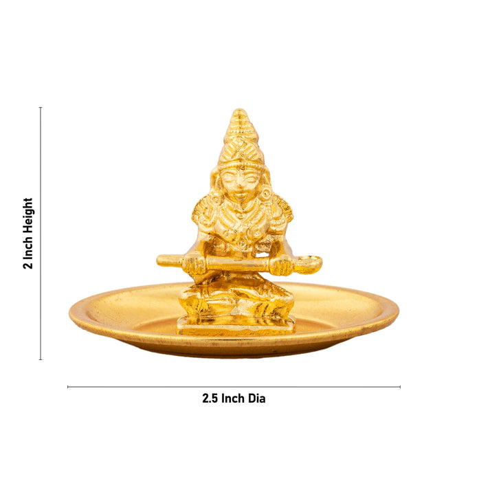 Annapurna Devi With Gold Polish Plate - 2 x 2.5 Inches | Metal Annapoorani Statue for Pooja