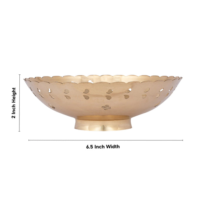 Brass Bowl With Base - 2 x 6.5 Inches | Coloured Pooja Cup/ Pooja Bowl/ Brass Katora for Home