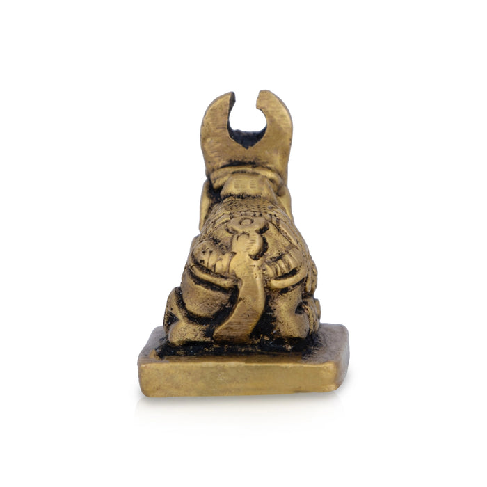 Nandi Statue - 1.25 x 1 Inches | Antique Brass Idol/ Nandi Murti for Pooja/ 60 Gms Approx