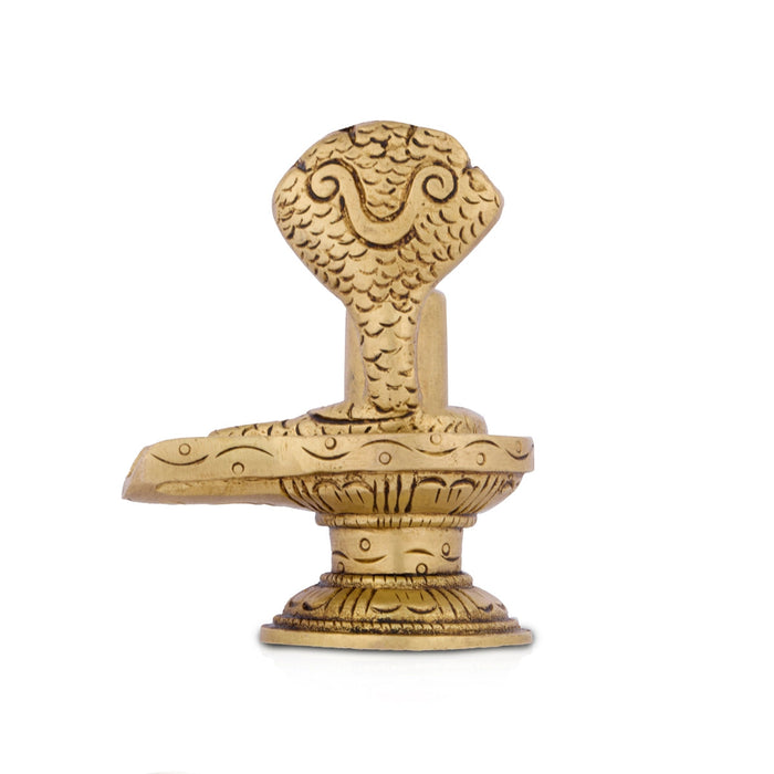 Shiva Lingam Statue With Nagam - 3 x 2.5 Inches | Antique Brass Idol/Shiv Ling Statue/Shiv Ling Idol for Pooja