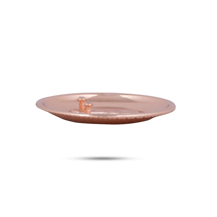 Vishnu Charan Paduka - 2.5 Inches | Copper Polish Plate With Vishnu Padham for Pooja