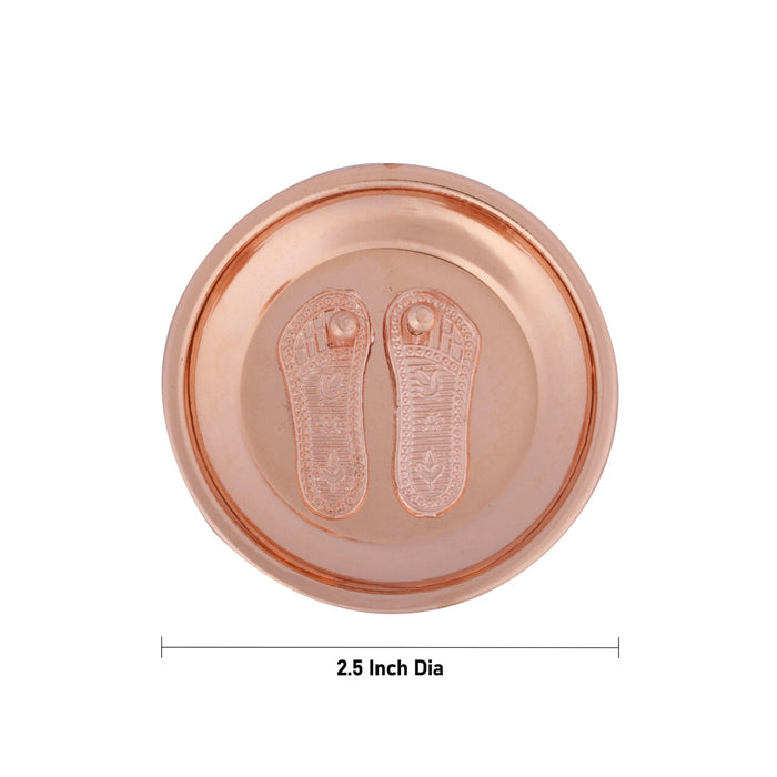 Vishnu Charan Paduka - 2.5 Inches | Copper Polish Plate With Vishnu Padham for Pooja