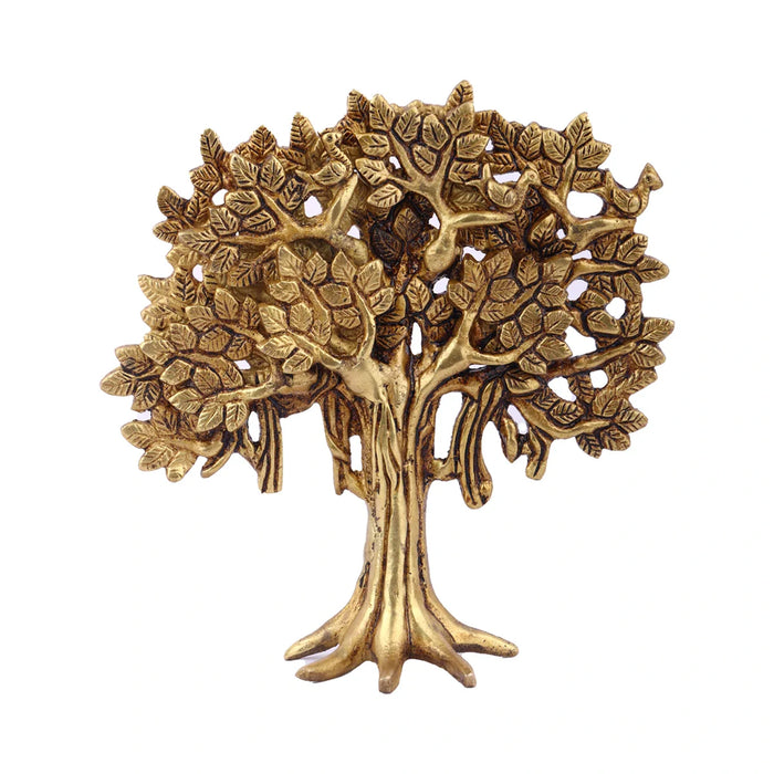 Kalpavriksha Tree - 7 Inches | Antique Brass Statue/ Kalpvriksh Plant for Pooja/ 820 Gms Approx