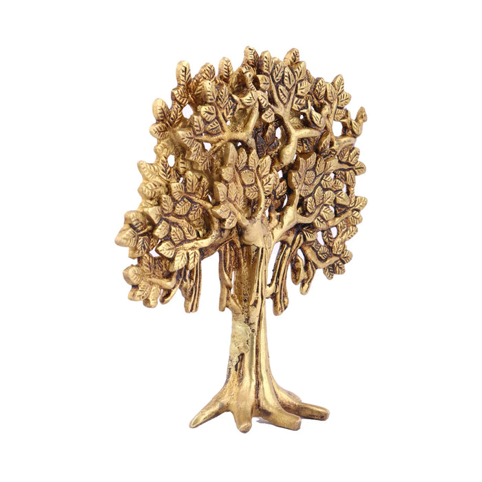 Kalpavriksha Tree - 7 Inches | Antique Brass Statue/ Kalpvriksh Plant for Pooja/ 820 Gms Approx