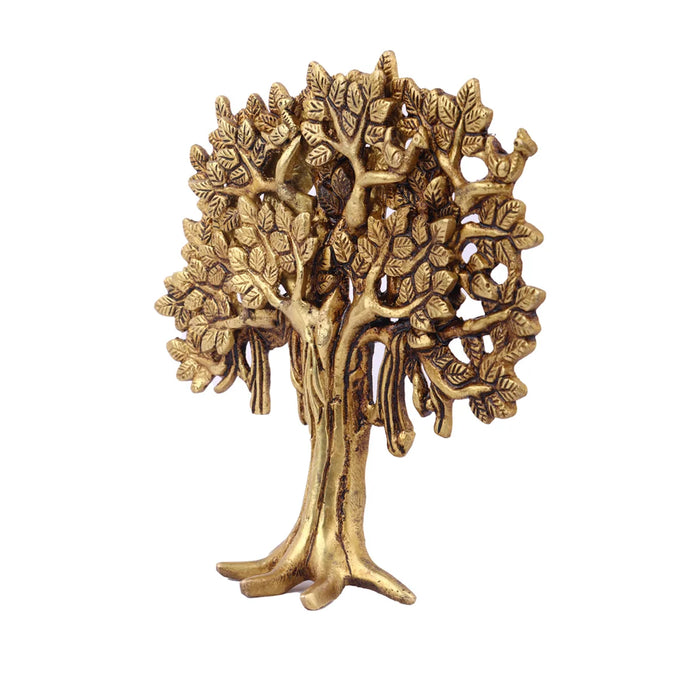 Kalpavriksha Tree - 7 Inches | Antique Brass Statue/ Kalpvriksh Plant for Pooja/ 820 Gms Approx