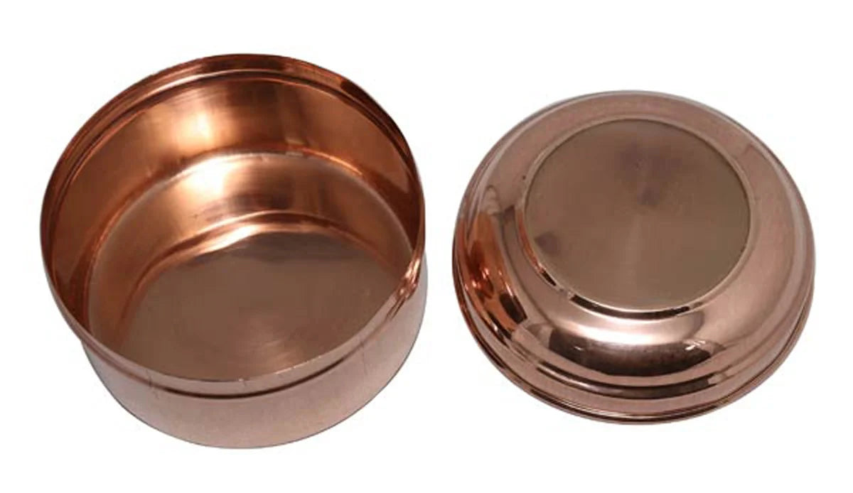 Copper Tiffin Box - 2.5 x 3 Inches | Copper Box/ Copper Box with Lid for Home/ 80 Gms Approx