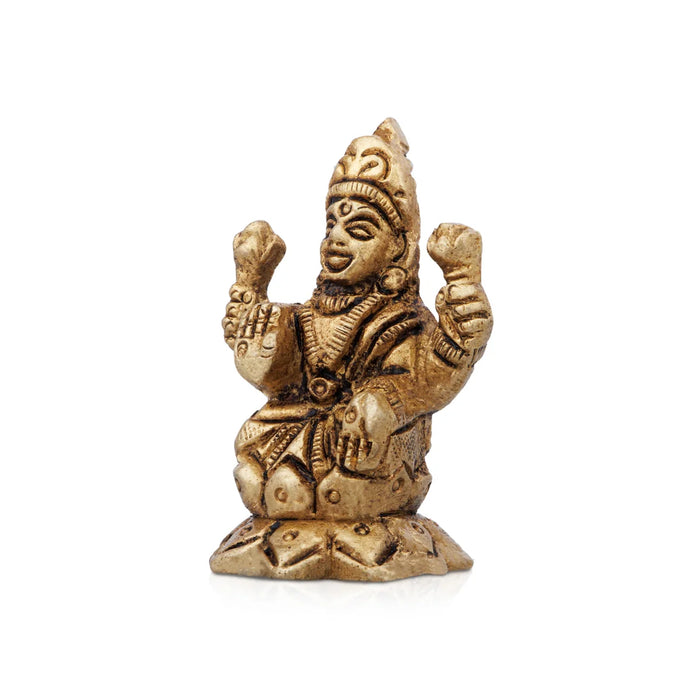 Laxmi Murti - 2 x 1.5 Inches | Antique Brass Idol/ Lakshmi Statue for Pooja/ 95 Gms Approx