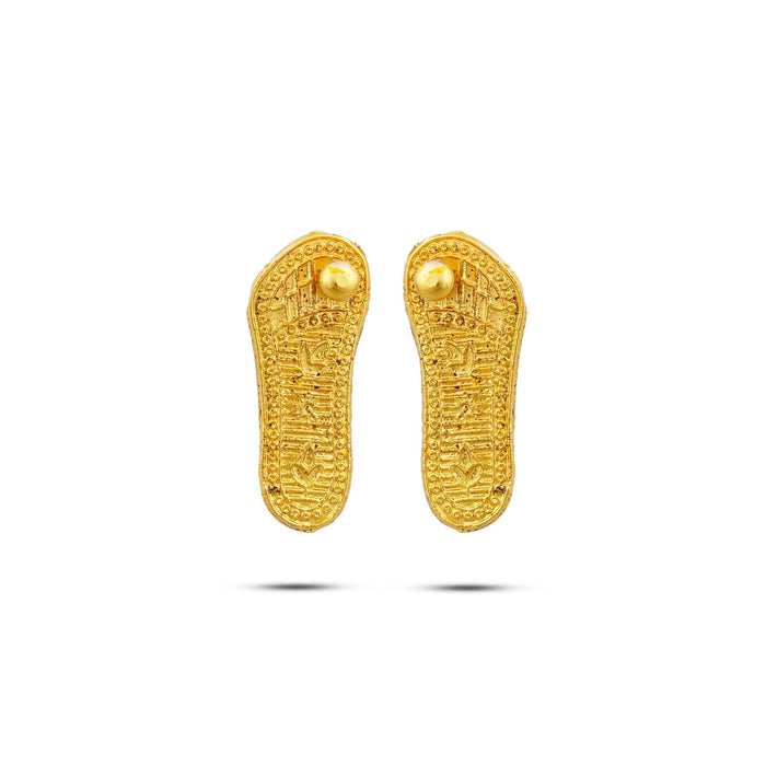 Vishnu Charan Paduka - 2.5 Inches | Vishnu Padham With Plate/ Gold Polish Paduka/ Padam For Temple & Pooja