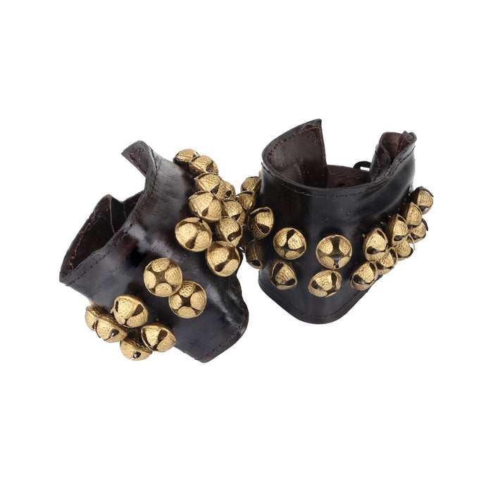 Brass Ghungroo- 9 X 3 Inches | 2 Line Dance Salangai/Leather Bharatanatyam Salangai/Ghungru For Classical Dance