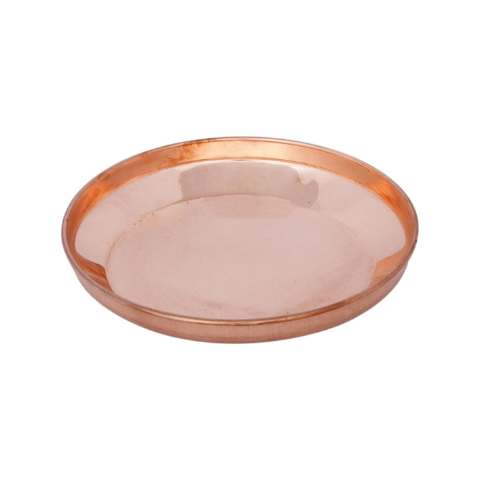 Copper Plate - 1.5 x 9 Inches | Small Plate/ Pooja Thali Plate/ Hariwana Design Pooja Plate for Home