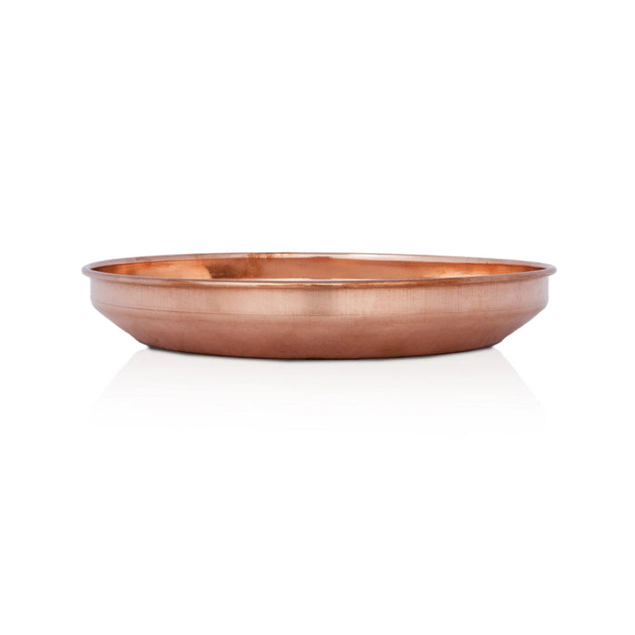 Copper Plate - 1.5 x 9 Inches | Small Plate/ Pooja Thali Plate/ Hariwana Design Pooja Plate for Home