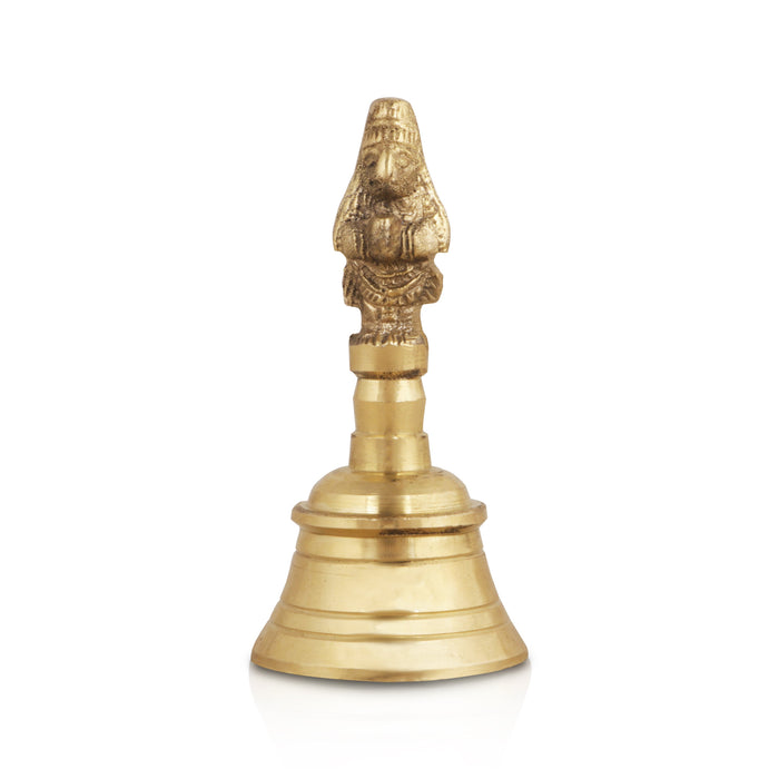 Hand Bell - 3.75 x 2 Inches | Hanuman Handle Brass Bell/ Ghanti/ Pooja Bell for Home