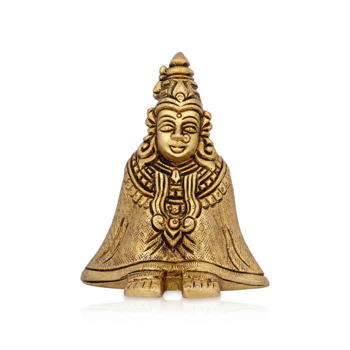 Tulja Bhavani Murti - 3.5 x 2.75 Inches | Antique Brass Idol/ Tulja Bhavani Amman Statue