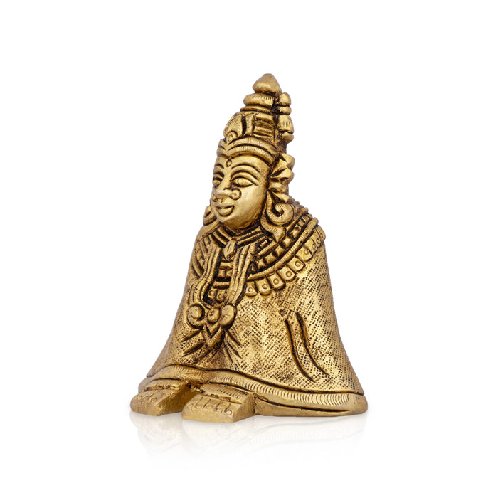 Tulja Bhavani Murti - 3.5 x 2.75 Inches | Antique Brass Idol/ Tulja Bhavani Amman Statue