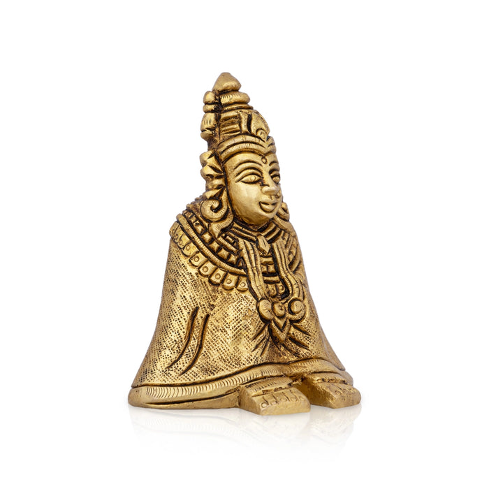 Tulja Bhavani Murti - 3.5 x 2.75 Inches | Antique Brass Idol/ Tulja Bhavani Amman Statue