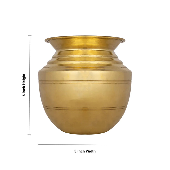 Lota - 6 x 5 Inches | Brass Chombu/ Brass Kalash/ Pooja Pot for Home