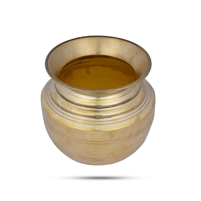 Brass Lota - 5 x 5 Inches | Chombu/ Kalash Pot/ Kalasam for Pooja and Temple Rituals