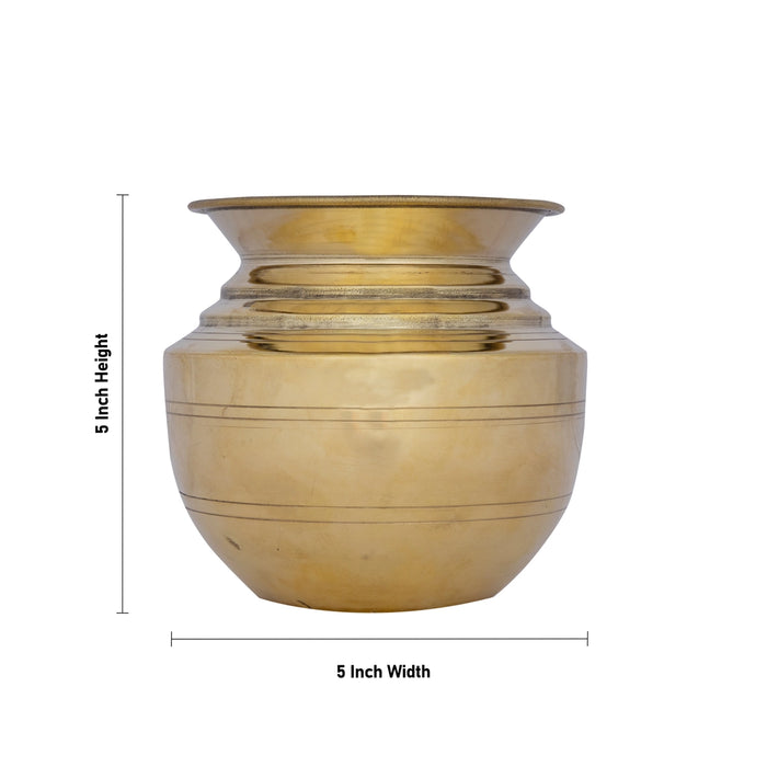 Brass Lota - 5 x 5 Inches | Chombu/ Kalash Pot/ Kalasam for Pooja and Temple Rituals