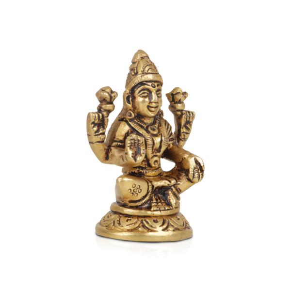Lakshmi Statue Sitting On Base - 2.75 x 2 Inches | Antique Brass Idol/ Laxmi Statue/ Laxmi Idol for Pooja
