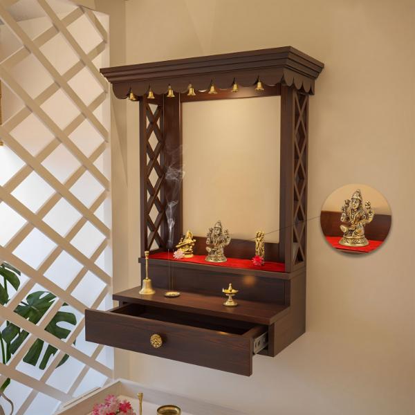 Lakshmi Statue Sitting On Base - 2.75 x 2 Inches | Antique Brass Idol/ Laxmi Statue/ Laxmi Idol for Pooja