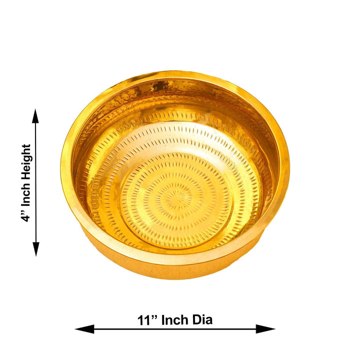 Brass Bowl - 4 x 11 Inches | Tharpana Chatti/ Tarpana Patra for Rituals