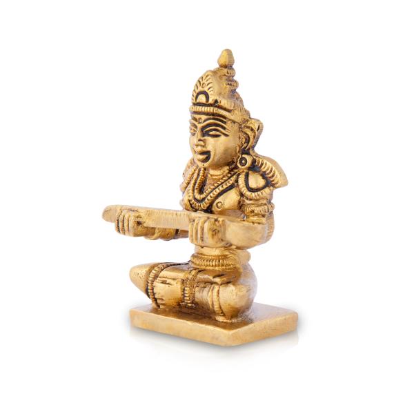 Annapurna Devi Sitting On Base - 3 x 2.25 Inches | Antique Brass Idol/ Annapoorani Statue for Pooja