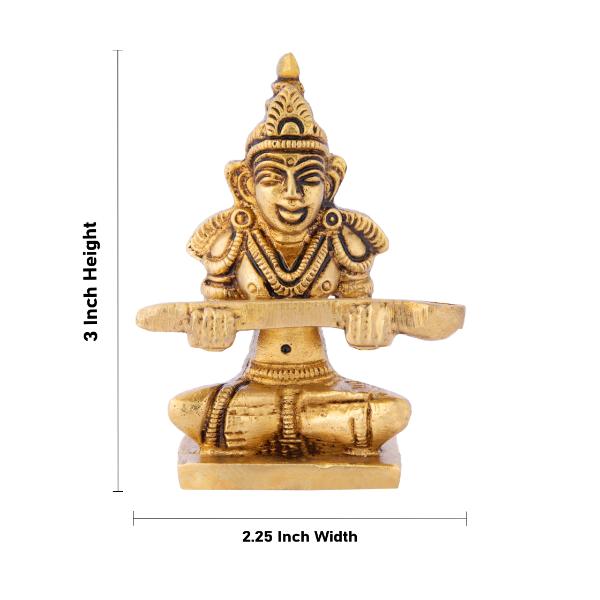 Annapurna Devi Sitting On Base - 3 x 2.25 Inches | Antique Brass Idol/ Annapoorani Statue for Pooja