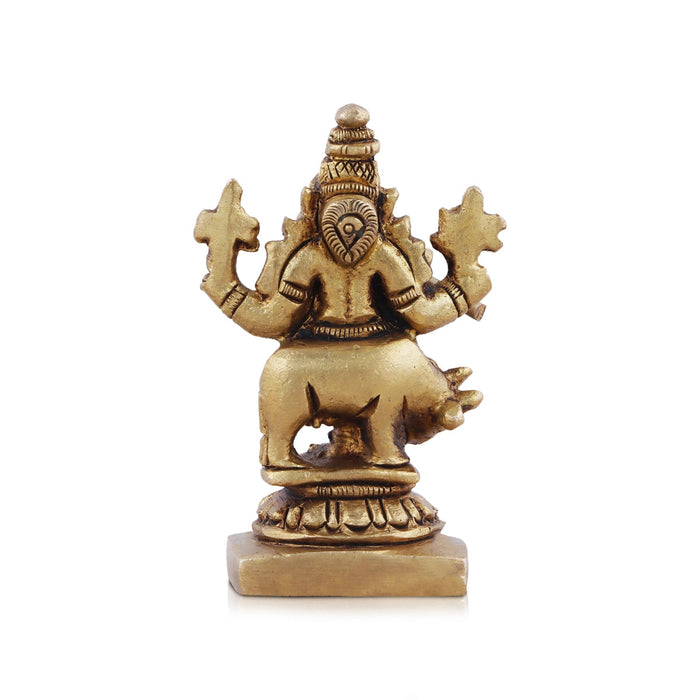 Krishna Statue With Cow - 2 x 1.5 Inches | Antique Brass Idol/ Cow Krishna Murti for Pooja