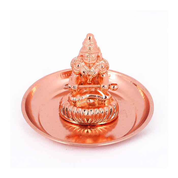 Annapurna Devi With Copper Polish Plate - 2.5 x 3.5 Inches | Metal Annapoorani Statue with Plate for Pooja