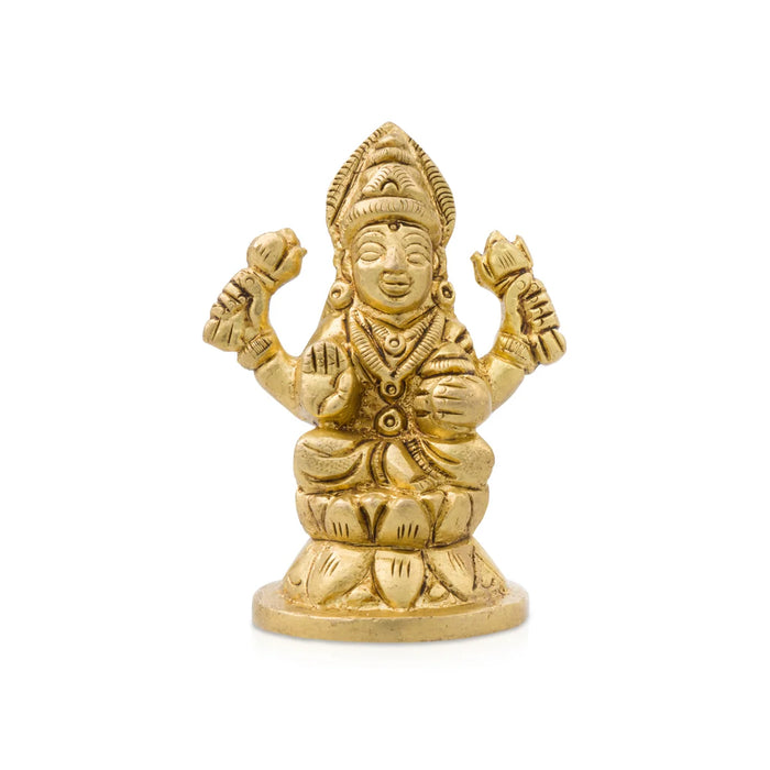 Lakshmi Statue - 3 x 2.25 Inches | Antique Brass Statue/ Laxmi Idol for Pooja/ 260 Gms Approx