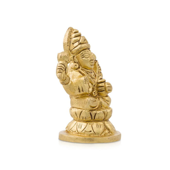 Lakshmi Statue - 3 x 2.25 Inches | Antique Brass Statue/ Laxmi Idol for Pooja/ 260 Gms Approx