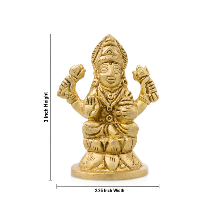 Lakshmi Statue - 3 x 2.25 Inches | Antique Brass Statue/ Laxmi Idol for Pooja/ 260 Gms Approx