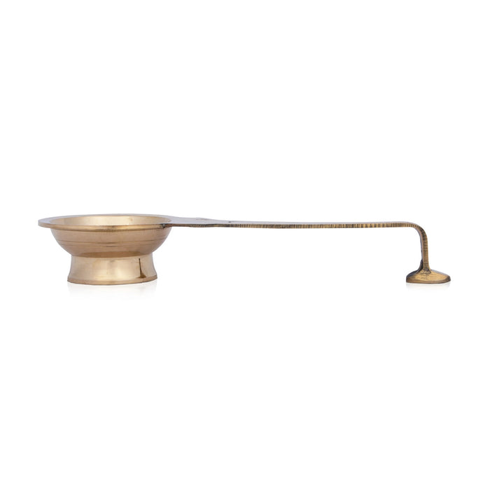 Brass Aarti With Handle - 1.5 x 10 Inches | Laddle Camphor Burner/ Kapoor Dhani/ Karpura Aarti for Pooja