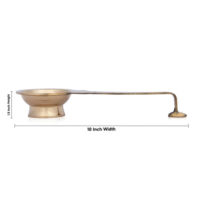 Brass Aarti With Handle - 1.5 x 10 Inches | Laddle Camphor Burner/ Kapoor Dhani/ Karpura Aarti for Pooja