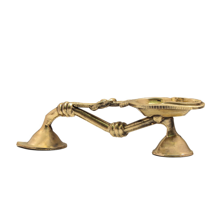 Brass Aarti With Handle - 1.5 x 6 Inches | One Mukh Camphor Burner/ Kapoor Dhani/ Karpura Aarti for Pooja