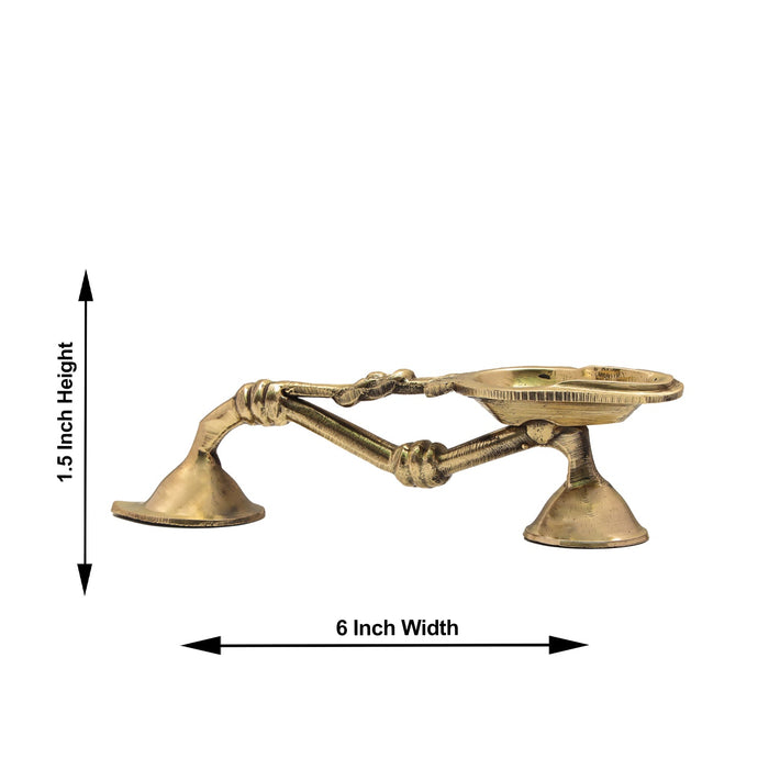 Brass Aarti With Handle - 1.5 x 6 Inches | One Mukh Camphor Burner/ Kapoor Dhani/ Karpura Aarti for Pooja