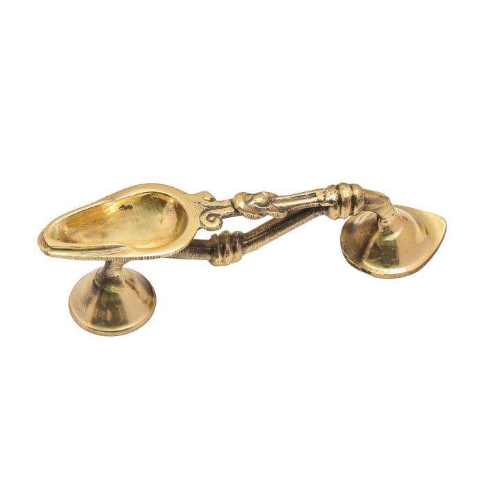 Brass Aarti With Handle - 1.5 x 6 Inches | One Mukh Camphor Burner/ Kapoor Dhani/ Karpura Aarti for Pooja