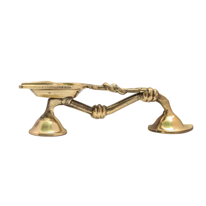 Brass Aarti With Handle - 2.5 x 8 Inches | One Mukh Camphor Burner/ Kapoor Dhani/ Karpura Aarti for Pooja