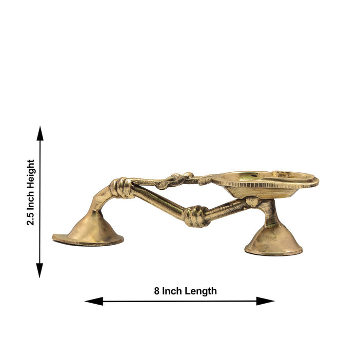 Brass Aarti With Handle - 2.5 x 8 Inches | One Mukh Camphor Burner/ Kapoor Dhani/ Karpura Aarti for Pooja