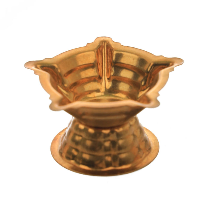 5 Face Brass Lamp With Base - 1 x 2 Inches | Brass Pooja Diya/ Brass Deepam/ Brass Vilakku for Home