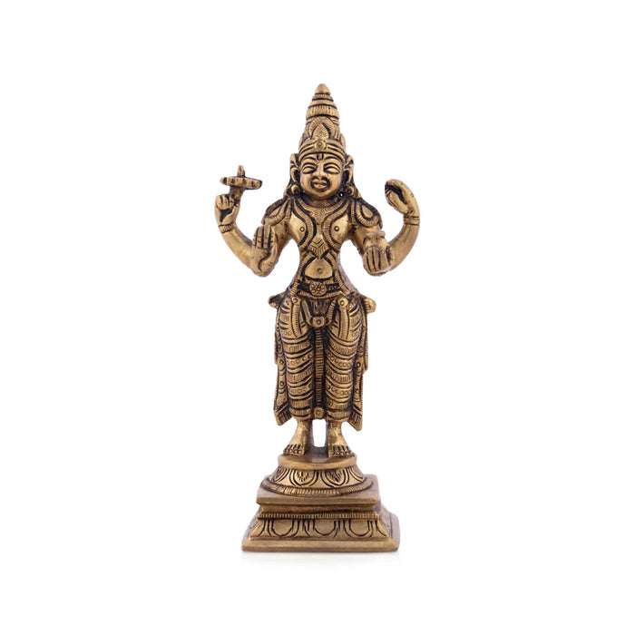 Dhanvantari Murti - 6 Inches | Antique Brass Idol/ Dhanwantari Standing Statue for Pooja/ 640 Gms Approx