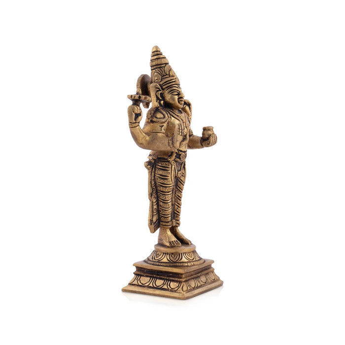 Dhanvantari Murti - 6 Inches | Antique Brass Idol/ Dhanwantari Standing Statue for Pooja/ 640 Gms Approx